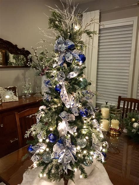 blue wired ribbon for christmas tree